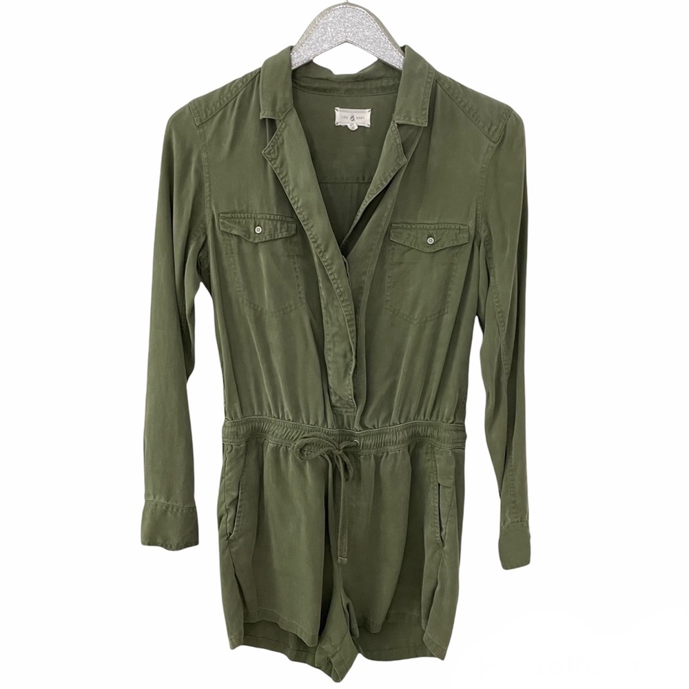 Lou & Grey Army Green Long Sleeve Button Up Romper